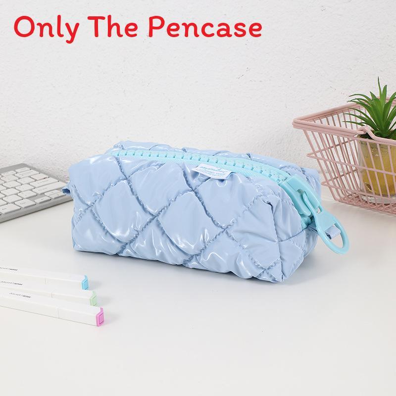 Korean Style Cute Candy Color Pencil Case With Large Zipper For Students And Makeup Storage