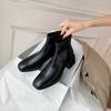 Leder dünne Stiefel Damen koreanische Version eckige Zehen kurze Stiefel ganz Rindsleder vielseitige kurze Stiefel Retro 2025 Herbst und Winter neu