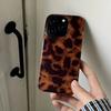 Custodia Laser Retrò con Texture Ambra per iPhone 17 16 Pro Max 15 14 13 12 11 XS XR 7 8 Plus 16E Elegante Stampa Leopardo Copertura Morbida