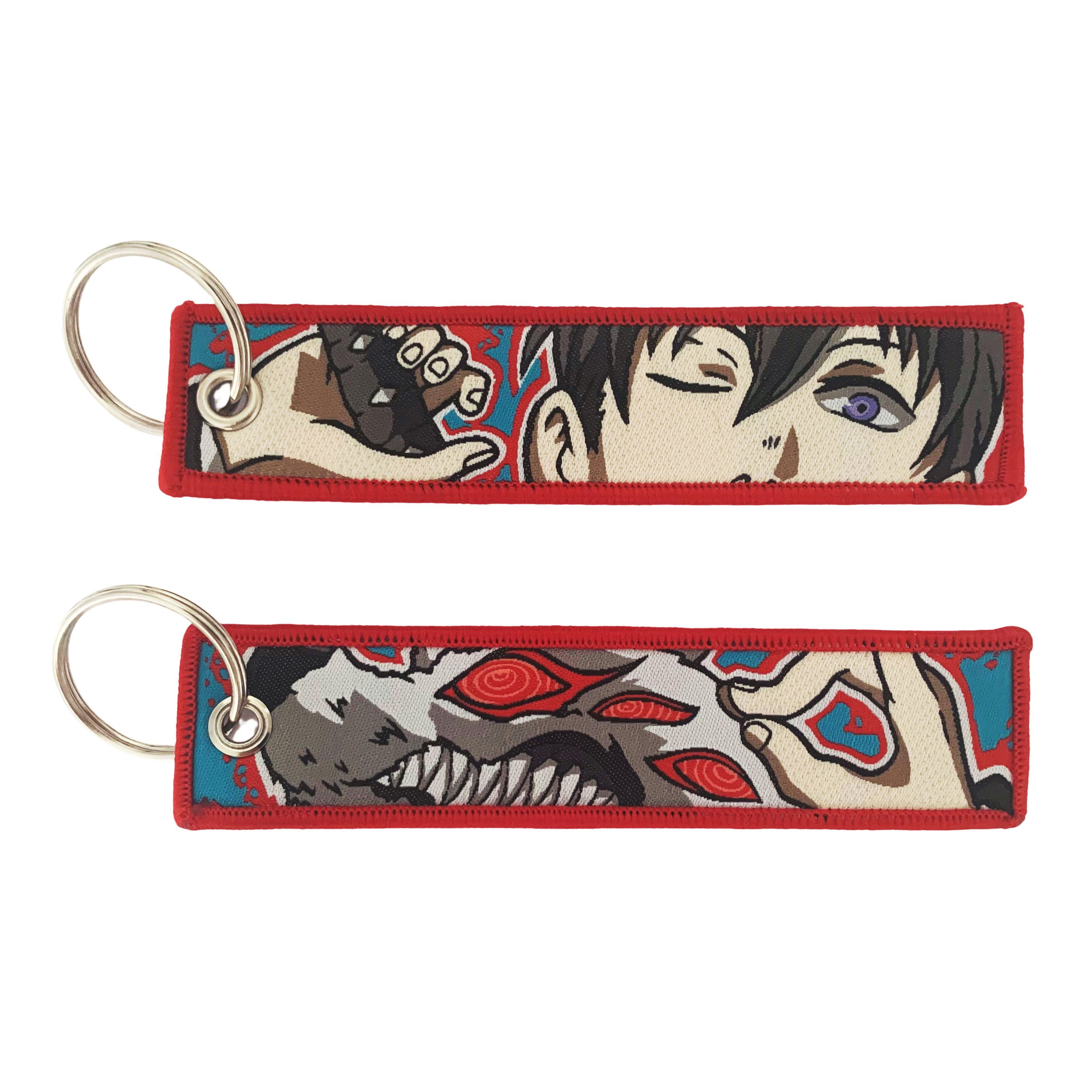 Anime borduurwerk Sleutel Jet Tag Sleutelhanger Cartoon Sleutelhangers Sleutelring Houder Hanger Cadeau sleutelhanger accessoires Sleutel red