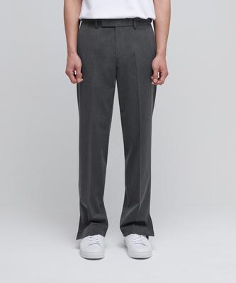 Semi-Wide Slit Hidden Banding Slacks [Medium Gray]