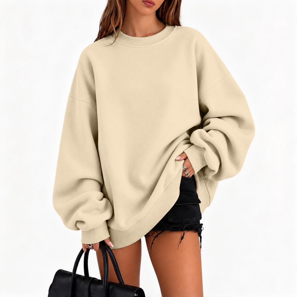 Women's Fall Winter Casual Crewneck Sweatshirt Color Long Sleeve Top