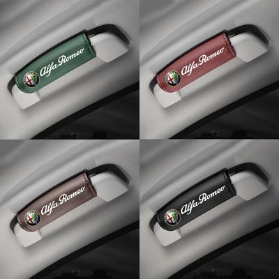 For Giulia Stelvio Giulietta 156 159 147 Mito Leather Car Roof Armrest Pull Cover Handle Gloves Protection Accessorie