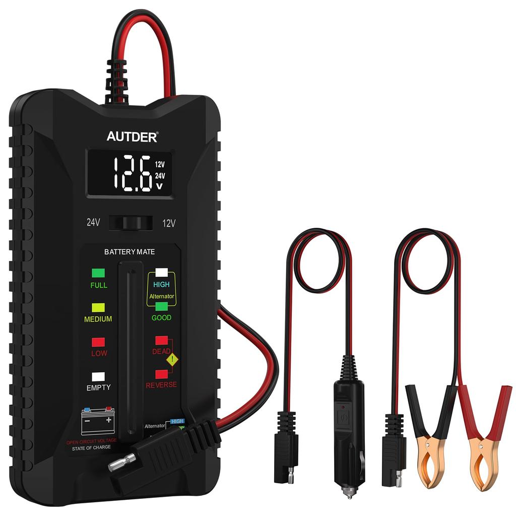AUTDER Digital Tester, /24V Voltmeter Vehicle Motorcycle , Alternator Charging System Analyzer with