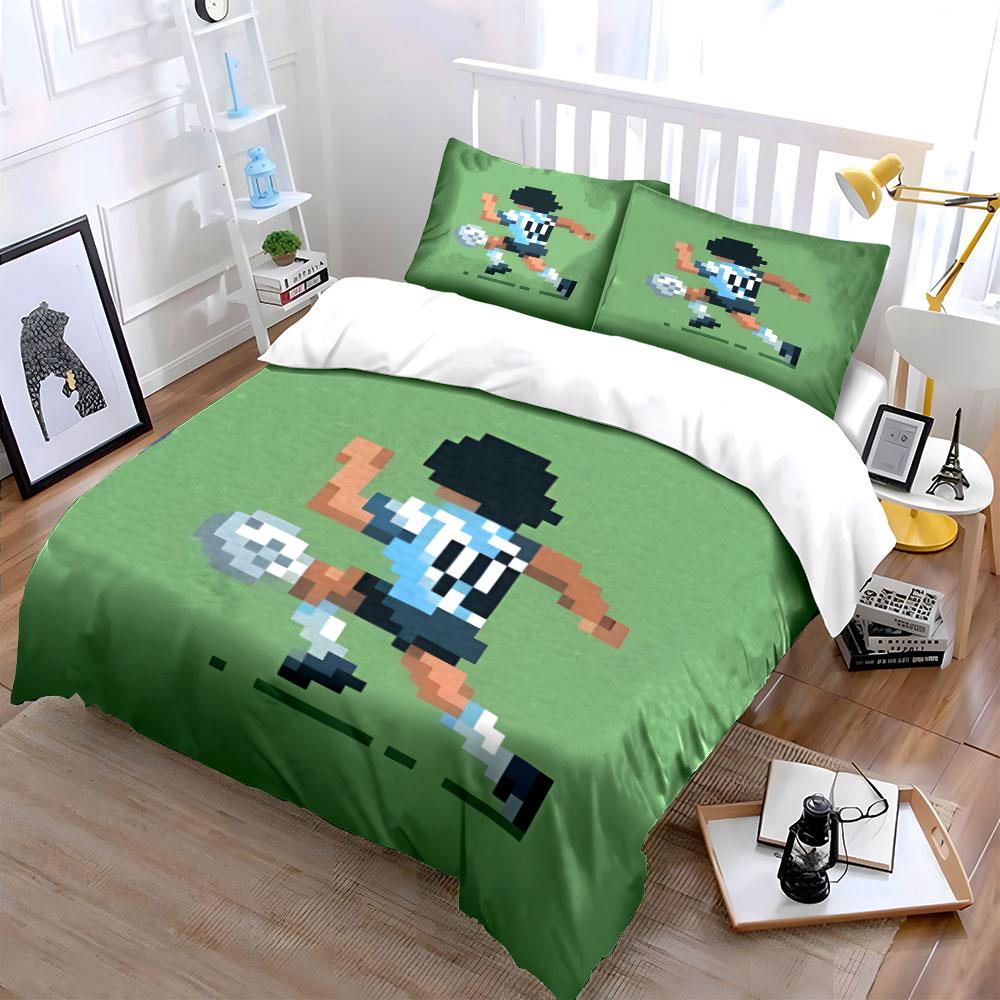 Pixeliger Fußballspieler-Design. Bettwäsche-Sets Bettbezug-Sets Bettbezüge Kissenbezüge(1 * Bettbezug 2 * Kissenbezüge ohne Bettdecke)