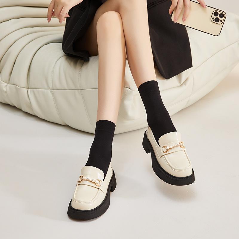 Leather Small Leather Shoes Women's 2025 New Black Mary Jane Single Shoes Platform British Style JK Loafers Women's Flat Bottom