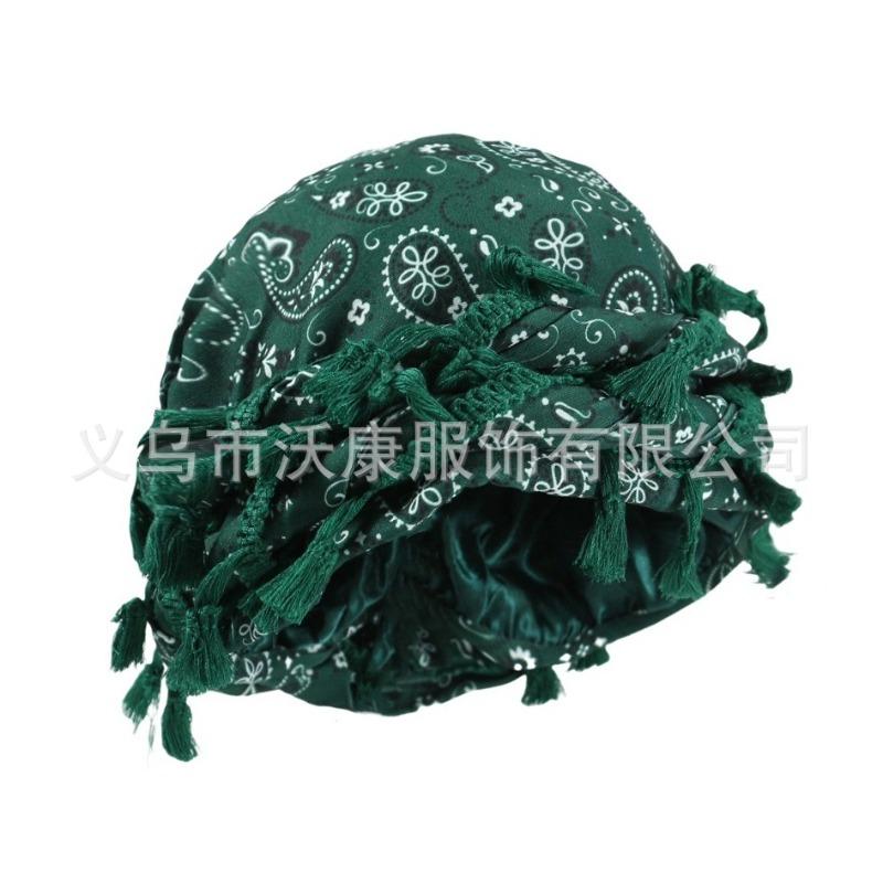 fringed headscarf hat, solid color cashew print twist tail hat, hip hop twist braided hat