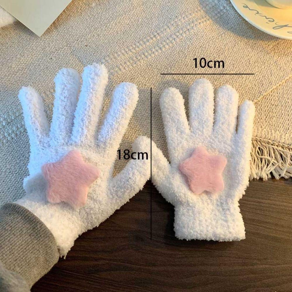 Cute Coral Velvet Gloves Cycling Winter Star Gloves Warmer Warm Gloves Women