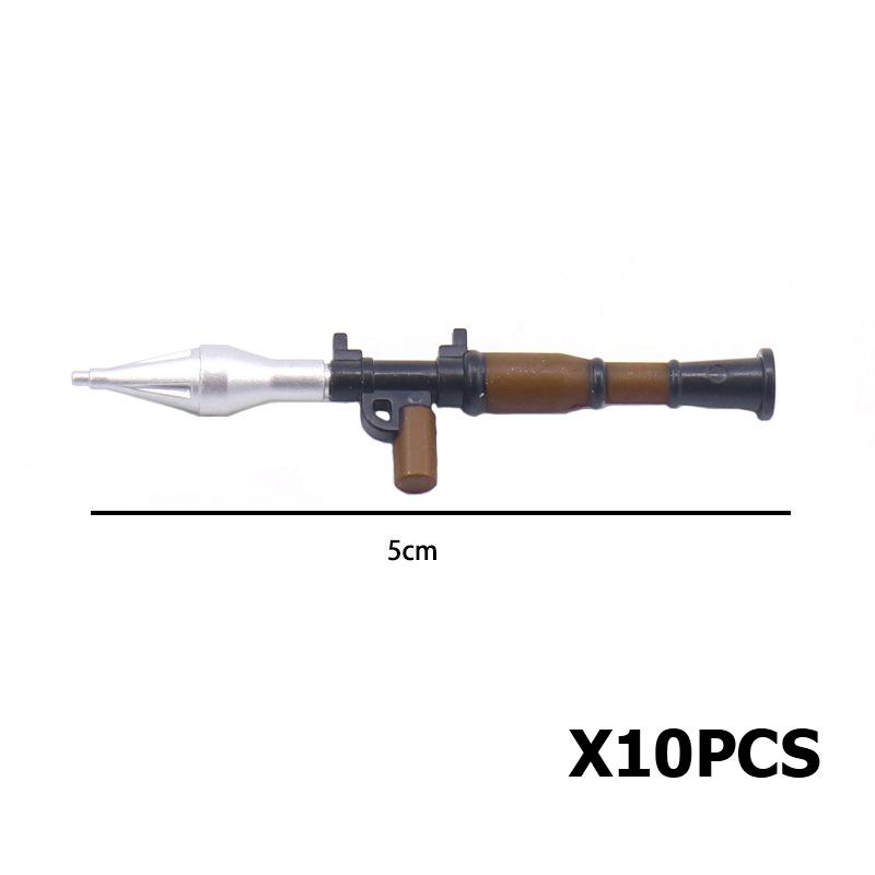MOC WK2 Militärische Ausrüstung Baustein Set Soldat Waffe Kugel RPG Rakete Waffen Kiste Motorrad Barriere Zaun Ölfass Baustein Spielzeug