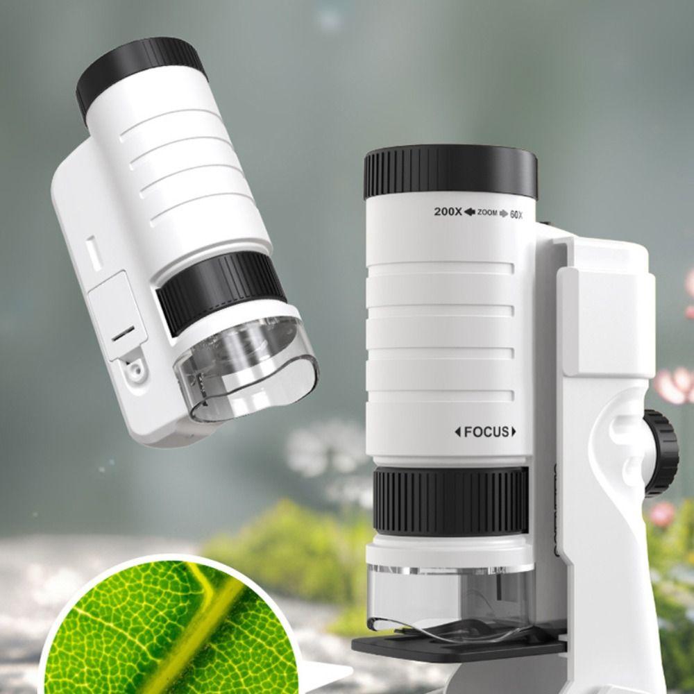 60-200x Magnification Pocket Microscope Battery Powered Educational Microscope  Children's Learning