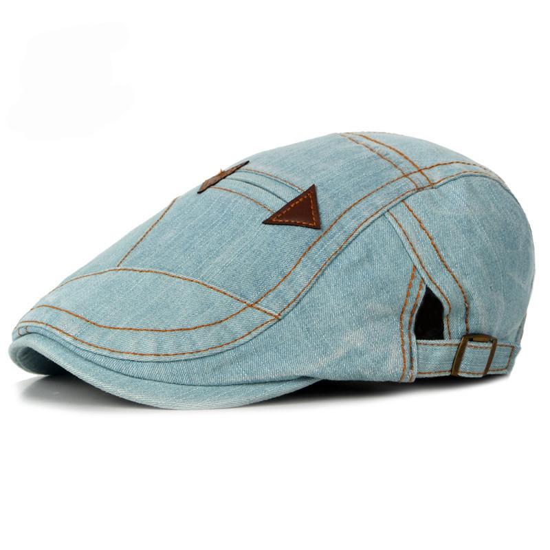 HT1195 Modne Wiosenno-Letnie Jeansowe Kapelusze Berety dla Mężczyzn Kobiet Jakość Codzienne Unisex Denimowy Kapelusz Beret Dopasowany Słoneczny Cabbie Płaski Kapelusz