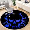 1pc Skull Blue Office Round Area Rug, Under Office Chairs Bedroom Living Room Home Decor, Room Deco