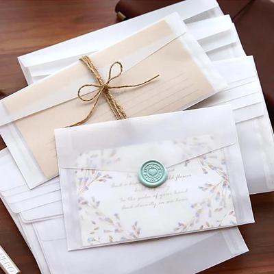 10pcs/lot Custom Transparent Envelope Translucent Paper Envelopes Set Letter Vintage Wedding Invitation Envelopes