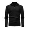 Men's European-American Half-Zip Solid Color Knit Sweater with Vertical Stripes