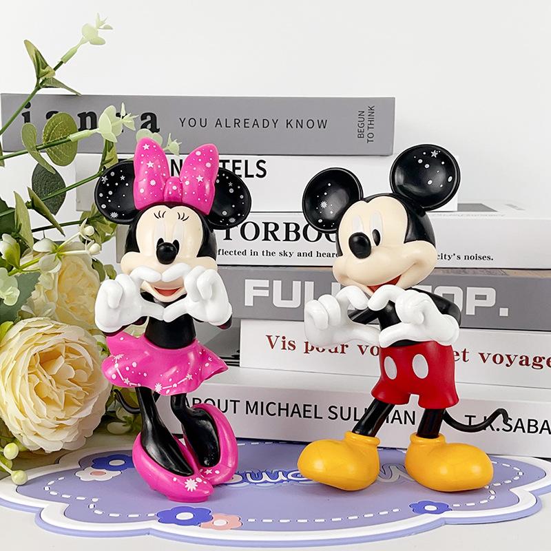Cartoon Anime Figure Mickey Minnie Mouse Loving Heart Action Toy Doll PVC Statue Decoration Doll Gift 2pcs красный