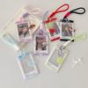 Portable Sliding Keychain Card Holder with Transparent Window Wristlet Lanyard K-Pop Idol Photo Card Storage Case Bag Pendant