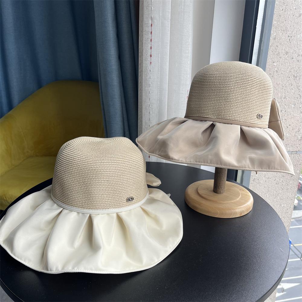 

New summer bucket hat big eaves UV protection beach hat breathable sun protection sunshade travel sun hat women s hat Adult average size білий