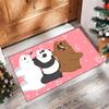 Three little bears Printed Crystal Velvet Area Rug, Soft Anti-Slip Water Absorbent Floor Mat for Living Room Bedroom