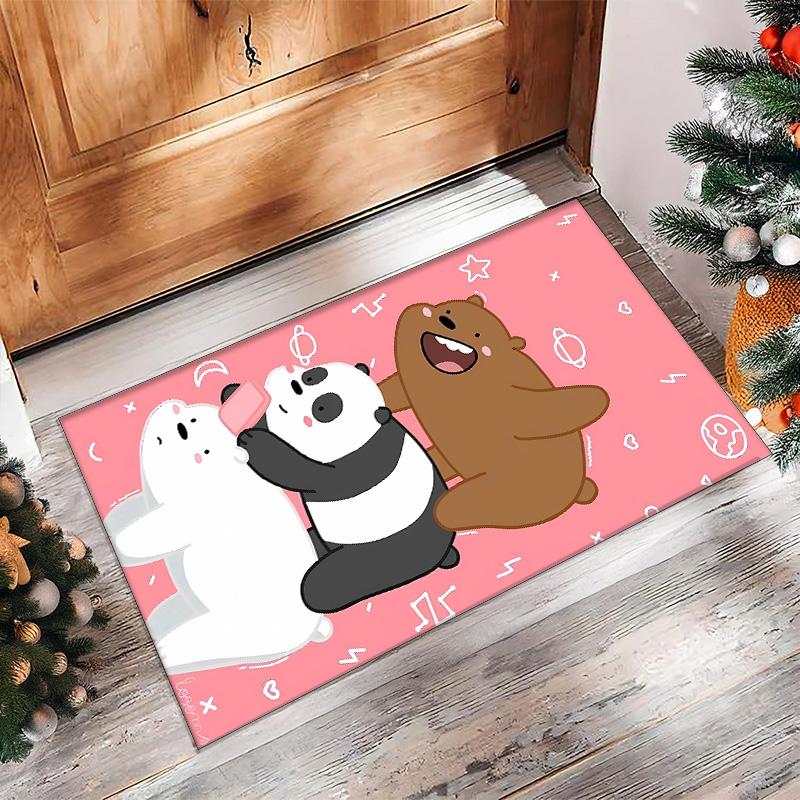 Three little bears Printed Crystal Velvet Area Rug, Soft Anti-Slip Water Absorbent Floor Mat for Living Room Bedroom