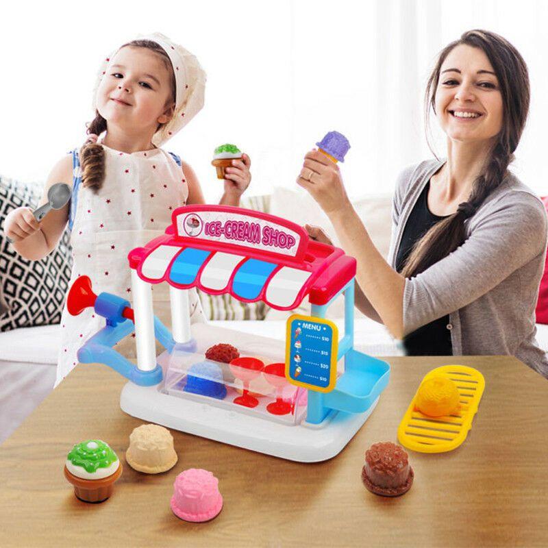 Cute Simulation Kids Ice Cream Shop Kitchen Cart Pretend Toy Set Role Play Gift