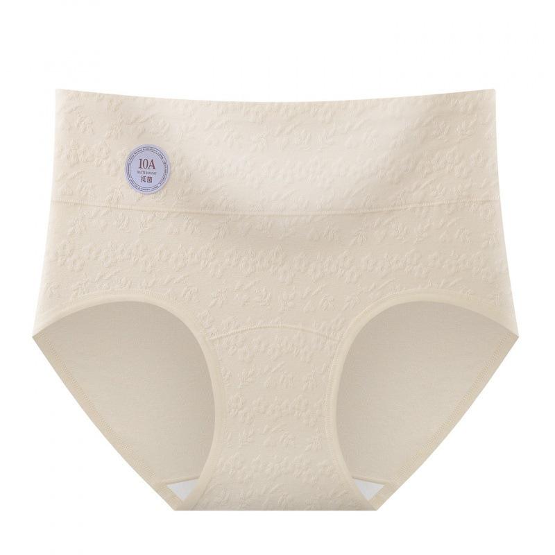 Lady Plus Size Spring Summer Jacquard Cotton Pure Cotton 10a Antibacterial Long Crotch High Waist Tuck Briefs