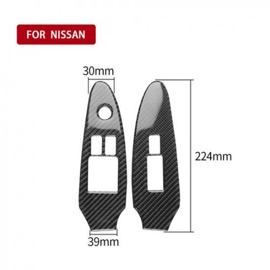 For Nissan 370Z 2009- Carbon Fiber Window Switch Panel Cover Trim Sticker