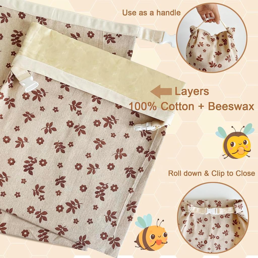 2 Pack Beeswax Bread Bags for Sourdough,Reusable Cotton Beeswax Bag for Homemade Bread,Freezer-Friendly Freshness Preservation Storage To Keep Fresh