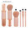 4 In 1 4Pcs/Set Telescopic Makeup Brush Portable Travel Makeup Brushes Set Eyeshadow Loose Powder Mini Makeup Brush Beauty Tools