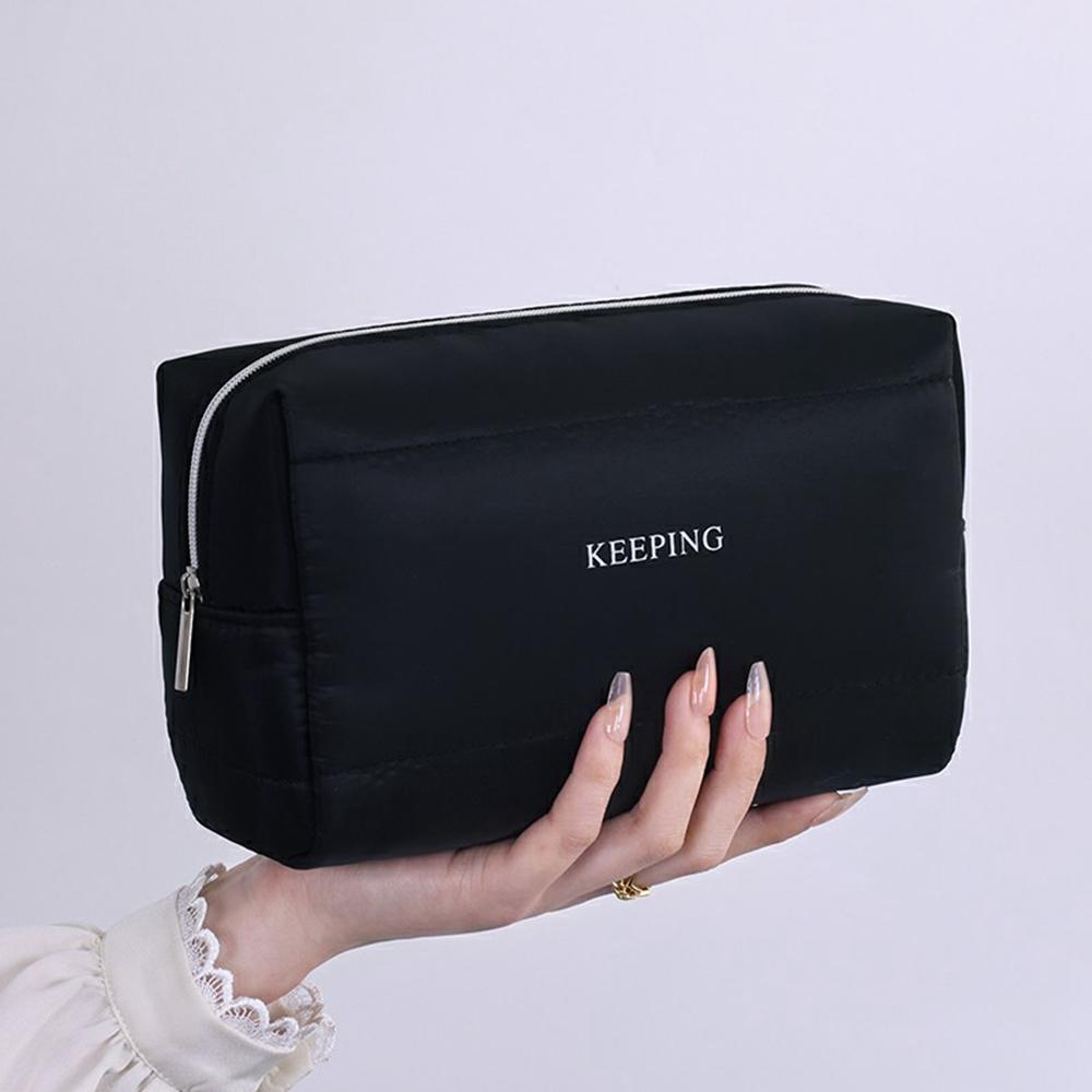 

8083 Letter Pattern Portable Cosmetic Bag Travel Makeup Organizer Toiletry Storage Pouch Black