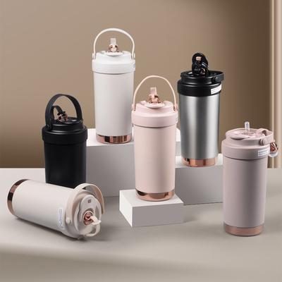 Ceramic Interior Thermal Cup for Women Large Capacity Double Layer Insulated Straw Water Bottle Leak Proof Drinkware