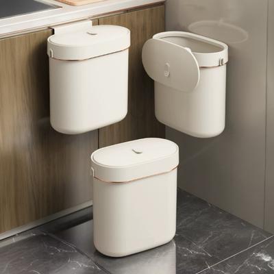 Wall-Mounted Trash Can with Lid Anti-Odor Insect-Proof Sealed Design No Drilling Large Opening Kitchen Garbage Bin