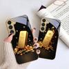 Exquisite Crown Gold Bar For Samsung Galaxy S26 S20 FE S21 S22 S23 Plus S24 Ultra S25 Ultra S21+ S25+ Golden Glass Phone Case