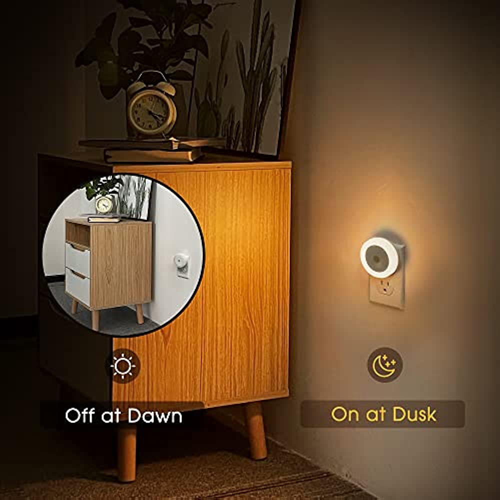 New LED Night Lamp EU US UK Plug Smart Light Control Round Energy-Saving Bedside Wall Lights for Home Hallway Pathway Hot Sales