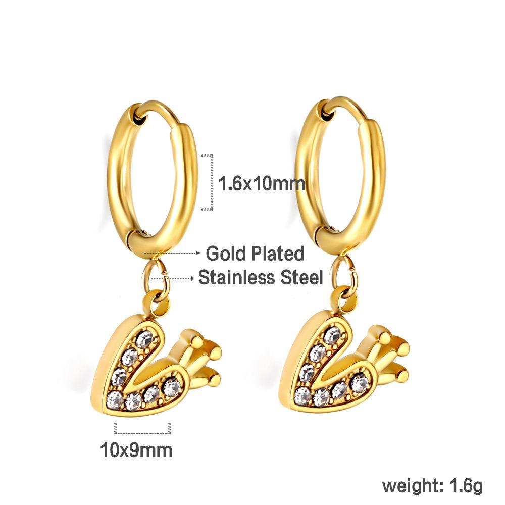 Spiral Planet Earrings Design Mushroom U-Shaped Fishtail with White Diamond Ear Buckle Stainless Steel Earrings
