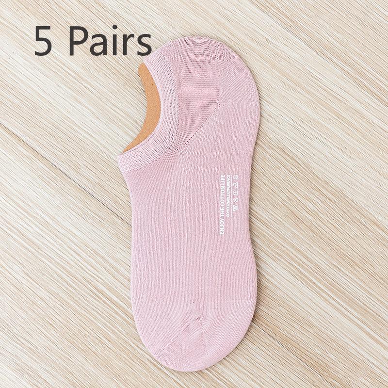 

5 Pairs of Women s Summer Thin Style Shallow Mouth Pure Cotton Deodorizing Sweat Absorbing Boat Socks 5 Pairs вишневый розовый