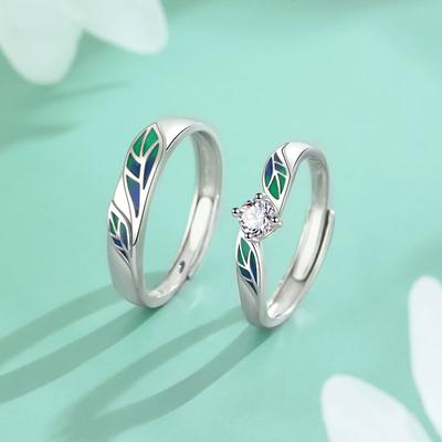 Affectionate Maimai Couple Ring Original Mori Simple Ring Leaf Guochao Jewelry