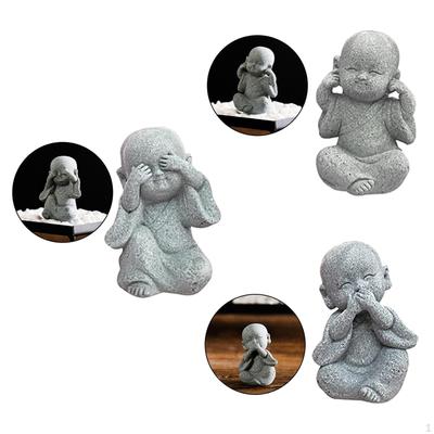 3 Pieces Statues of , Little Buddha, Car Sculpture Ornaments