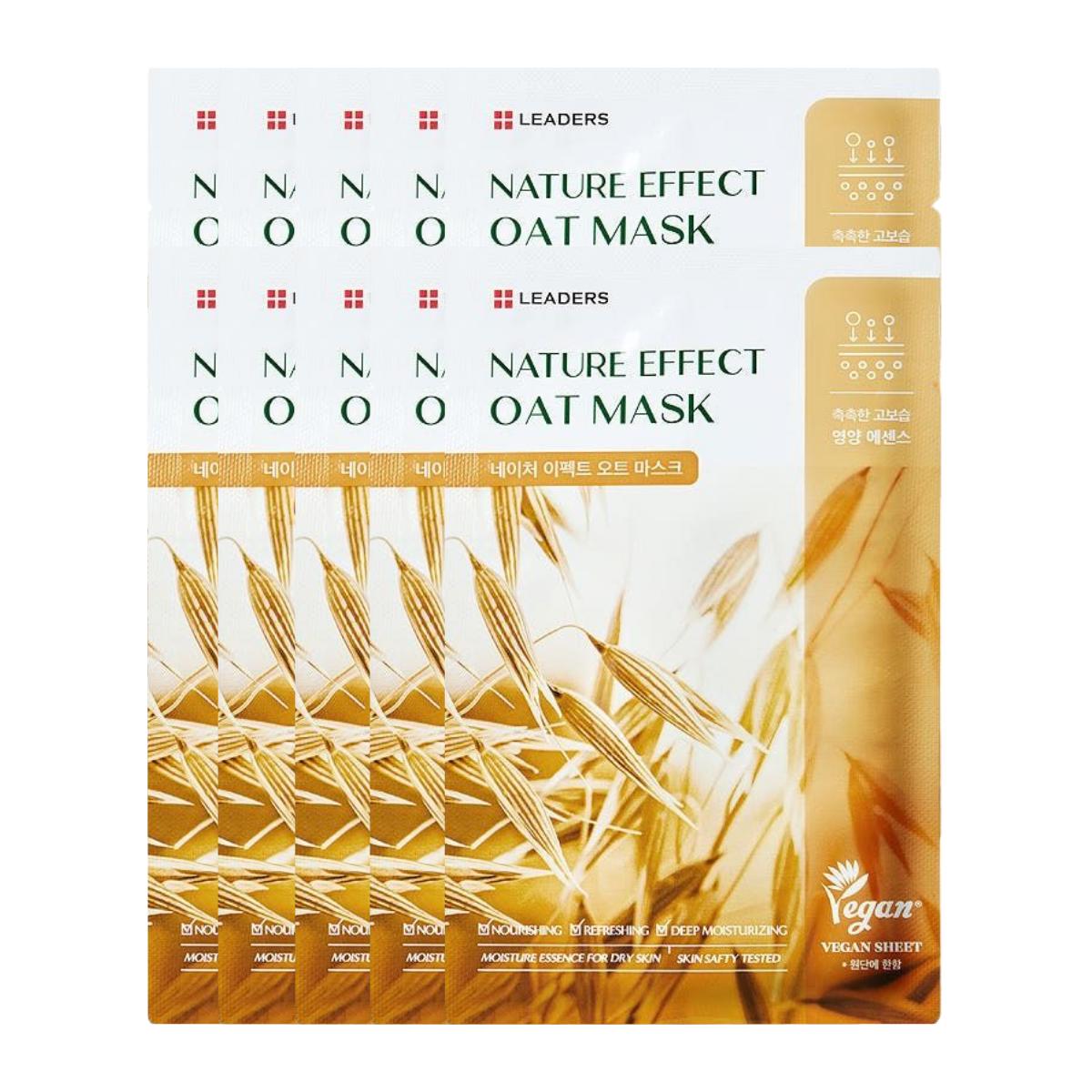LEADERS Nature Effect Oat Mask Nourishing Hydrating 21ml (10 Sheets)