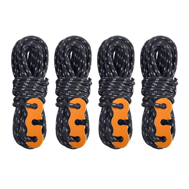 Reflective Windproof Tent Rope, 3mm x 4m, Double-Strand Tarp Pull & Fixing Pole Rope