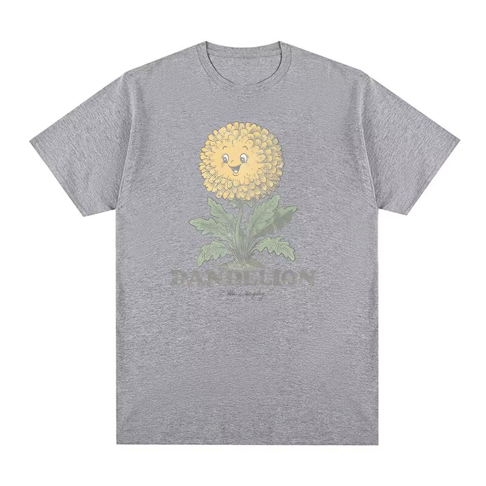 Groovy Dandelion TEE 2026 New Ella Langley Vintage Casual pure Cotton Teeshirt Unisex Round Neck High Quality Comfortable Tops