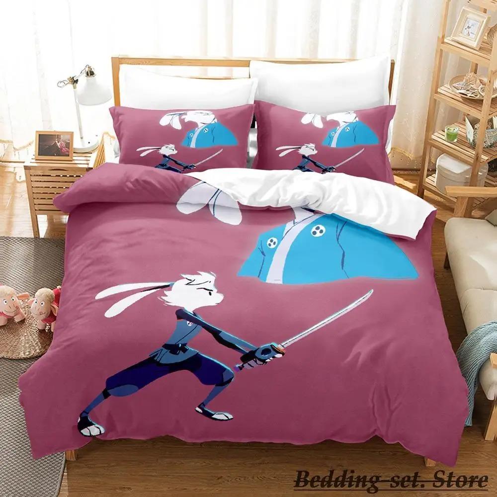 Samurai Kanin Sängklädesset Enkelt Twin Full Queen King Size Sängset Vuxen Barn Sovrum Påslakanset Anime sängkläder Säng