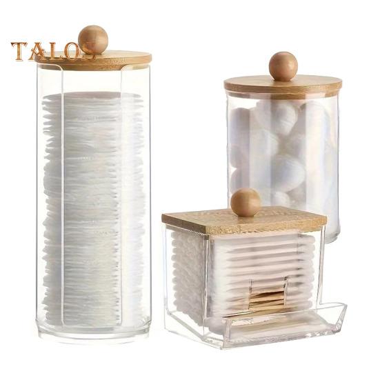 

3 шт. прозрачный контейнер для хранения ватных шариков, тампонов, диспенсер большой емкости, пылезащитный многоцелевой контейнер для хранения с крышкой C