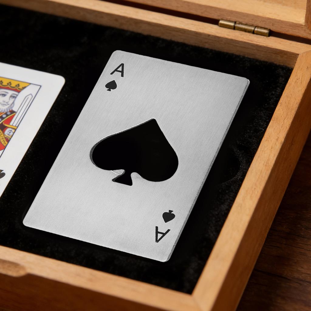Stainless Steel Bottle Opener Spade A Shape Poker Design for Home Party Decoration