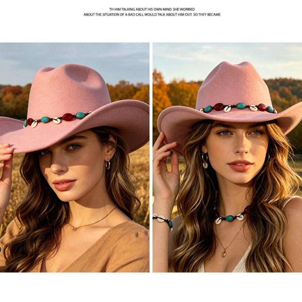 Fedora Hat Western Cowboy Hat Woolen Top Hat Retro Jazz Hat  Street Party