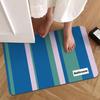 Blue Green Simple Striped Pattern Non-Slip Floor Mat Washable Decorative Area Rug for Kitchen Bedroom Living Room Home Decor