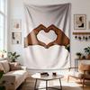 Hands forming a heart with Digital printing polyester wall tapestry suitable for use in living rooms bedrooms offices bars party