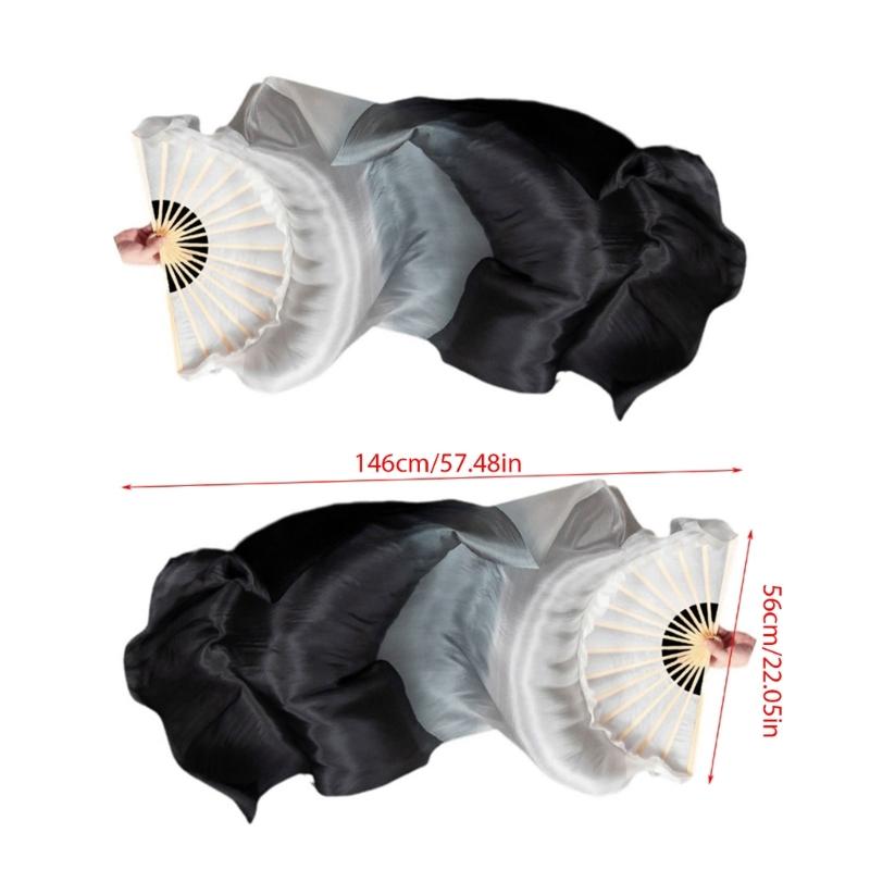 Dyed Silk Fan Dance Long Fan Dance Props for Stage Performances