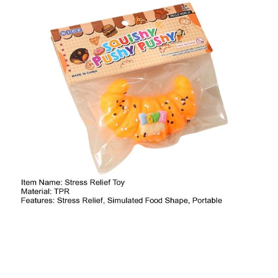 Stress Relief Croissant Squeeze Toy Waffle Donut Cheese Bread Sensory Toy Simulated Food Pinch Fidget Toy Decompression Tools