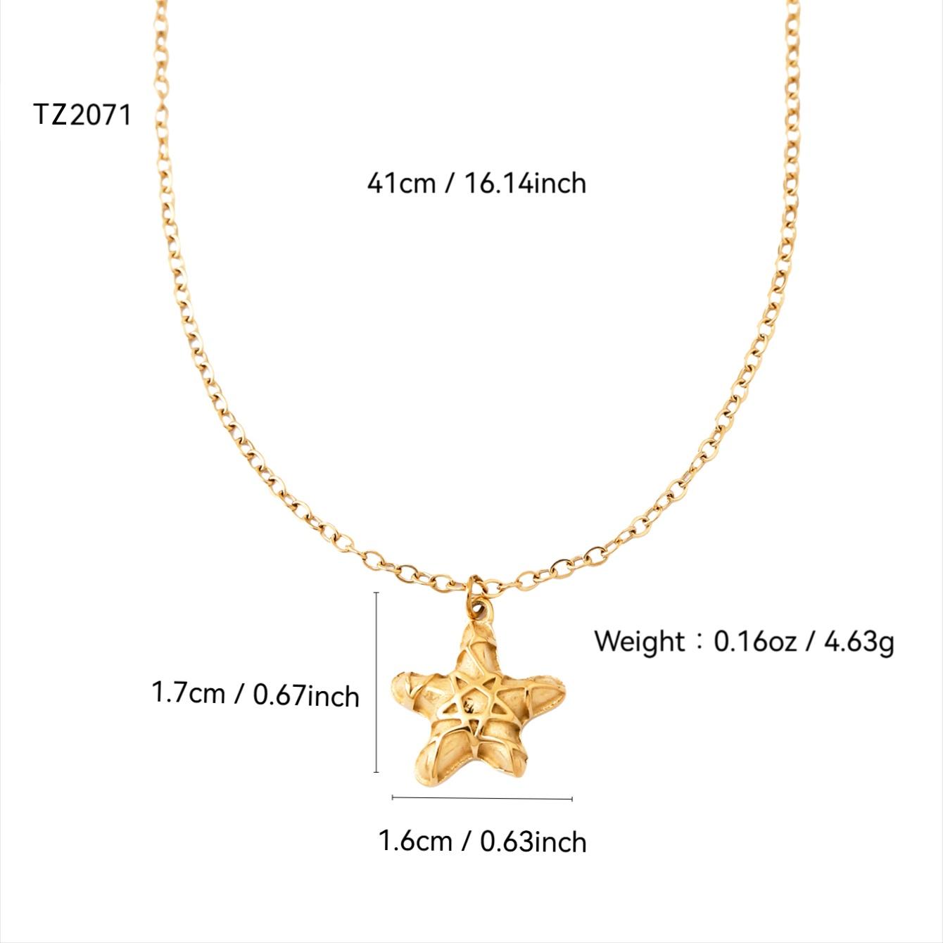 

Летняя Пляжная Серия Мода Простая Индивидуальность Милый Кулон-Морская Звезда из Нержавеющей Стали с Покрытием из 18-каратного Золота Женский Циркон