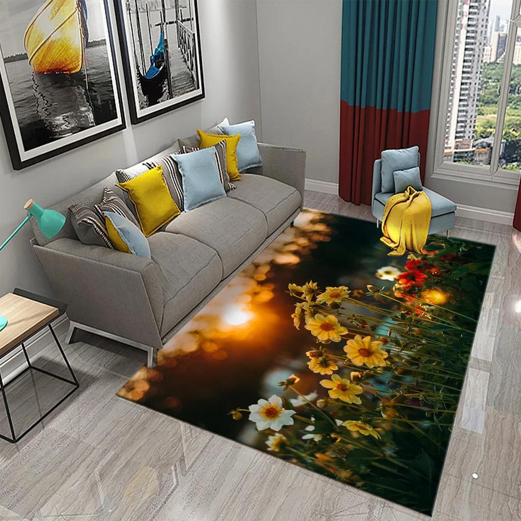 3D Flowers In The Morning Light Carpet for Kids Play Crawling Mat Boys Girl Bedroom Bedside Decor Floor Rug Living Room Carpet